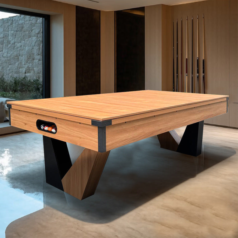 8 ft Pool Table with Wood Finish - Billiards Game Room Table for Adults & Family Billiard Table with Rustic Wood Finish