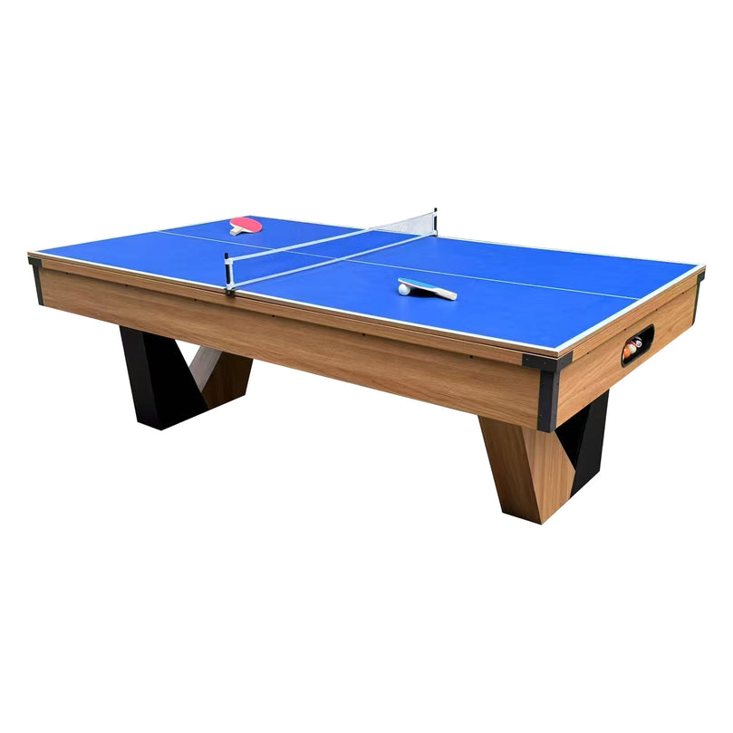 8 ft Pool Table with Wood Finish - Billiards Game Room Table for Adults & Family Billiard Table with Rustic Wood Finish