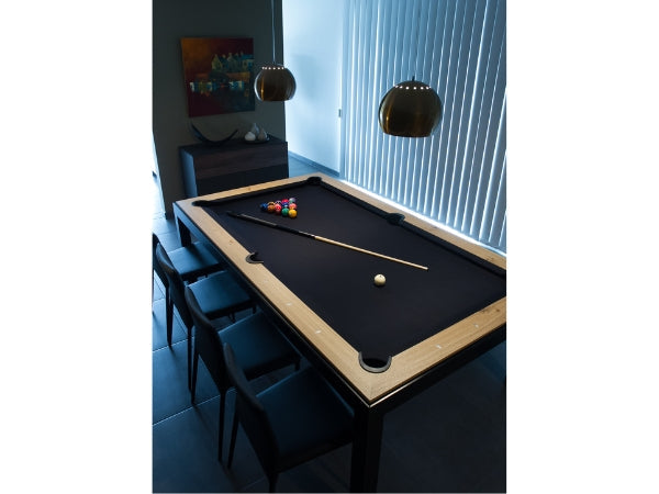 Dining Pool Table 7.5ft. with Vintage Oak Dining Top – Black & Vintage Oak Finish