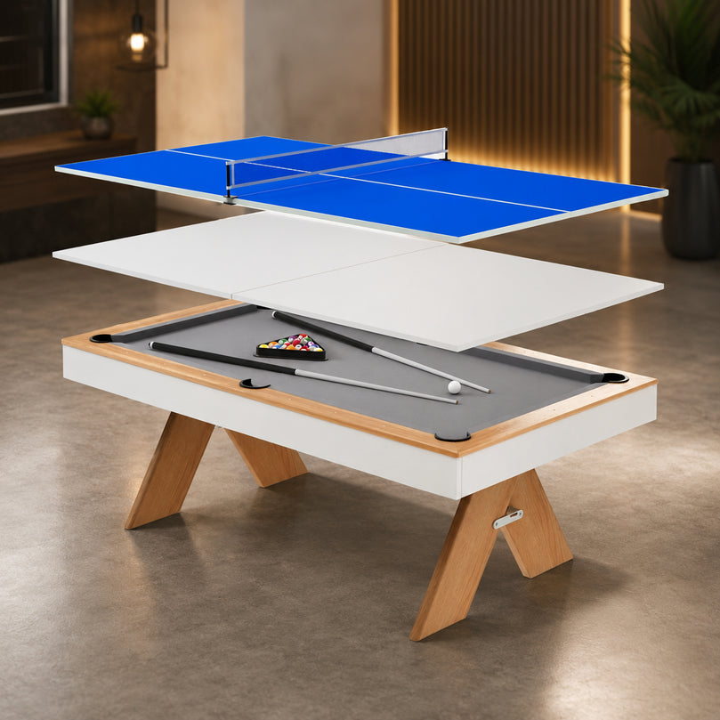 3-in-1 Convertible Billiard Pool Table with Table Tennis & Dining Top – TE-186 Multi-Game Pool Table with Accessories