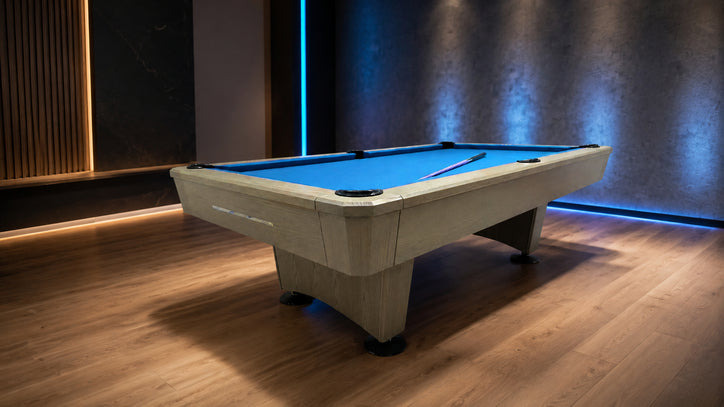 8-5 Azure 8FT Billiard Table with Maple Wood Frame & Light Blue Felt