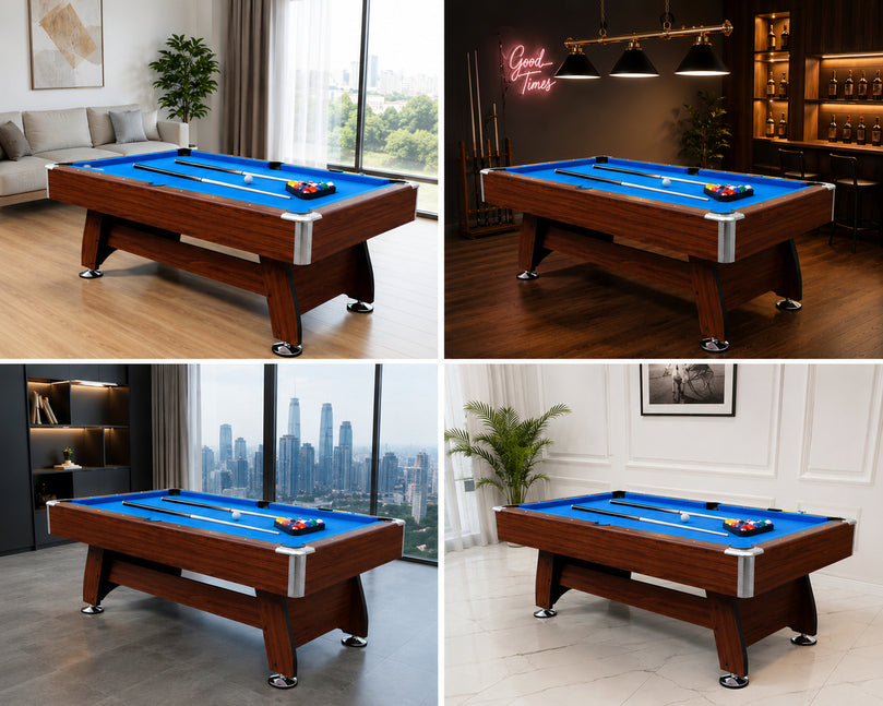 Premium 8FT Wooden Pool Table with Blue Felt – Professional Billiard Table with Accessories