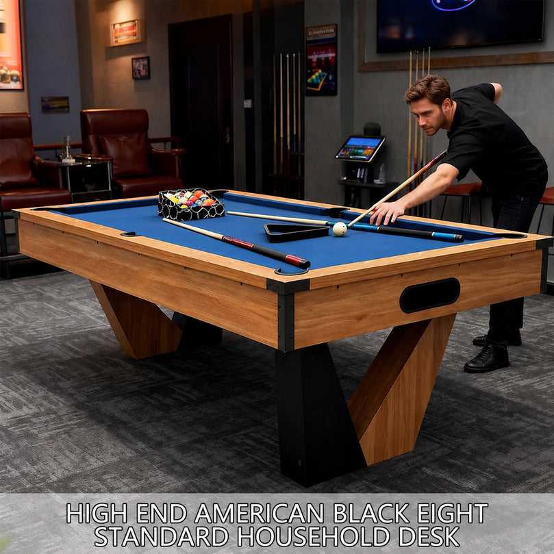 8 ft Pool Table with Wood Finish - Billiards Game Room Table for Adults & Family Billiard Table with Rustic Wood Finish