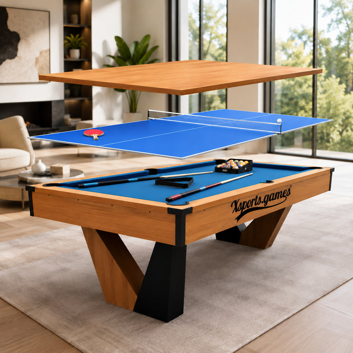 8 ft Pool Table with Wood Finish - Billiards Game Room Table for Adults & Family Billiard Table with Rustic Wood Finish