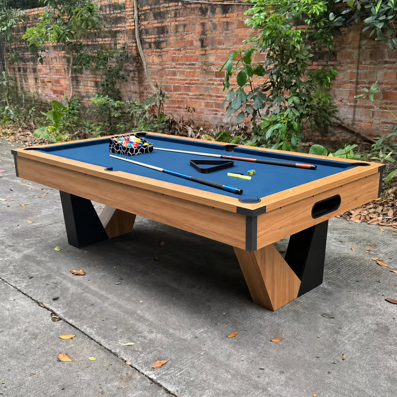 8 ft Pool Table with Wood Finish - Billiards Game Room Table for Adults & Family Billiard Table with Rustic Wood Finish