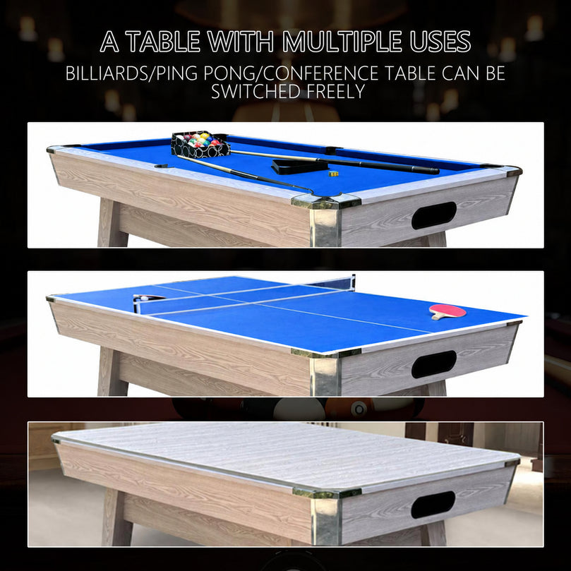 Billiard Table 8FT Indoor 3 in 1 Multi Functional Billard Pool Table Solid Wood Marble Slate Snooker High Quality Billiard Tables