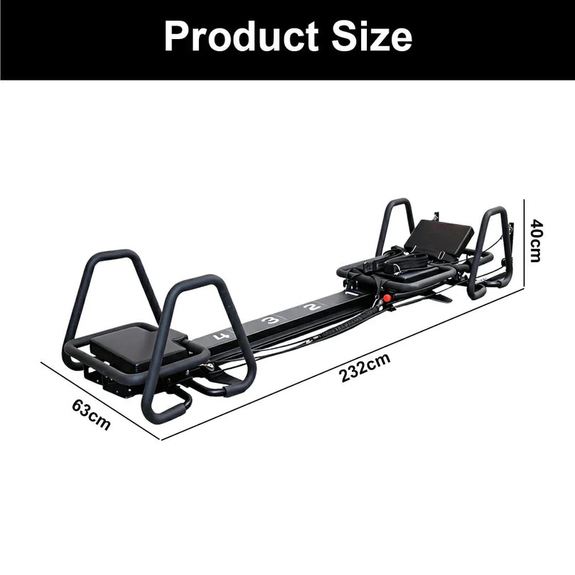 Black Aluminum Pilates Reformer Machine for Fitness Clubs Studio Use and Home Training