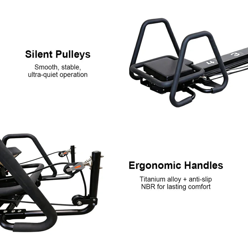 Black Aluminum Pilates Reformer Machine for Fitness Clubs Studio Use and Home Training
