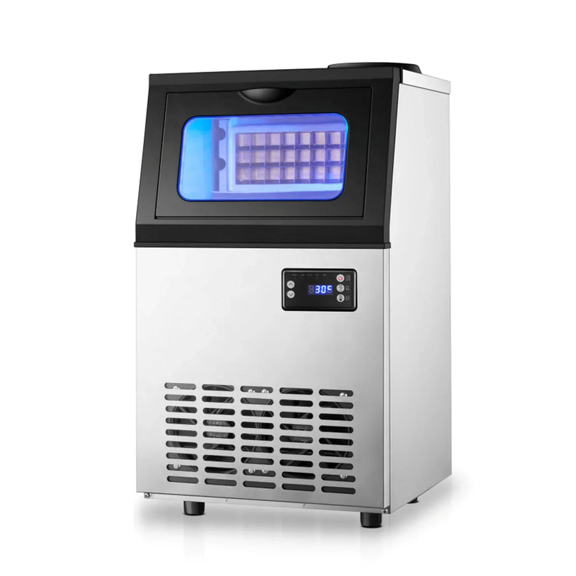Bottled Water or Tap Water Ice Maker Machine, 40-50kg in 24H Stainless Steel Under Counter ice Machine with 17.6lbs Ice Storage Capacity, Freestanding Ice Maker.