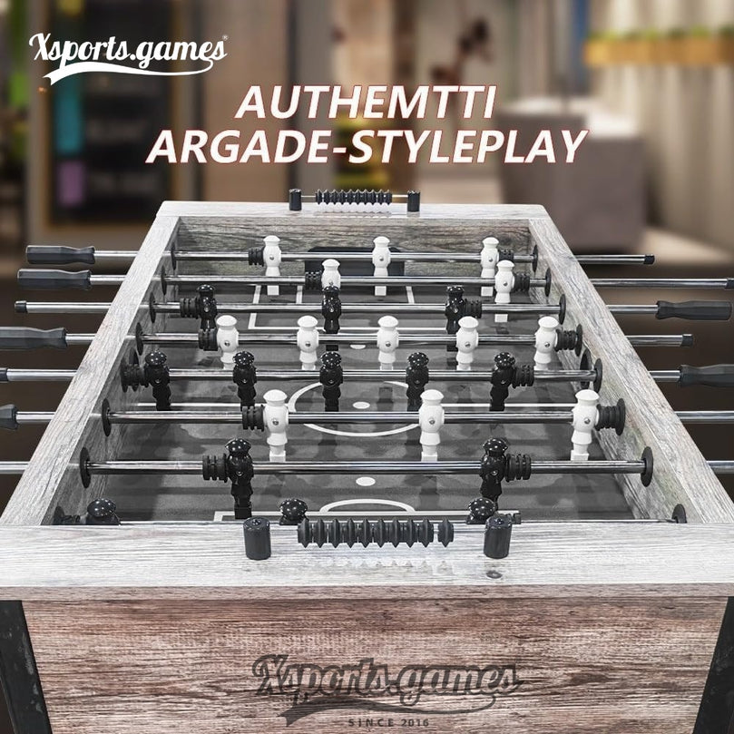 X-Sports 55" Foosball Table for Adults – Arcade-Style Soccer Game Table with Wood Veneer, Metal Rods & Scoreboard – Model DGMT-7010