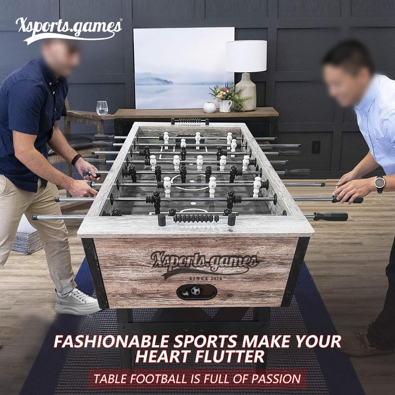 X-Sports 55" Foosball Table for Adults – Arcade-Style Soccer Game Table with Wood Veneer, Metal Rods & Scoreboard – Model DGMT-7010