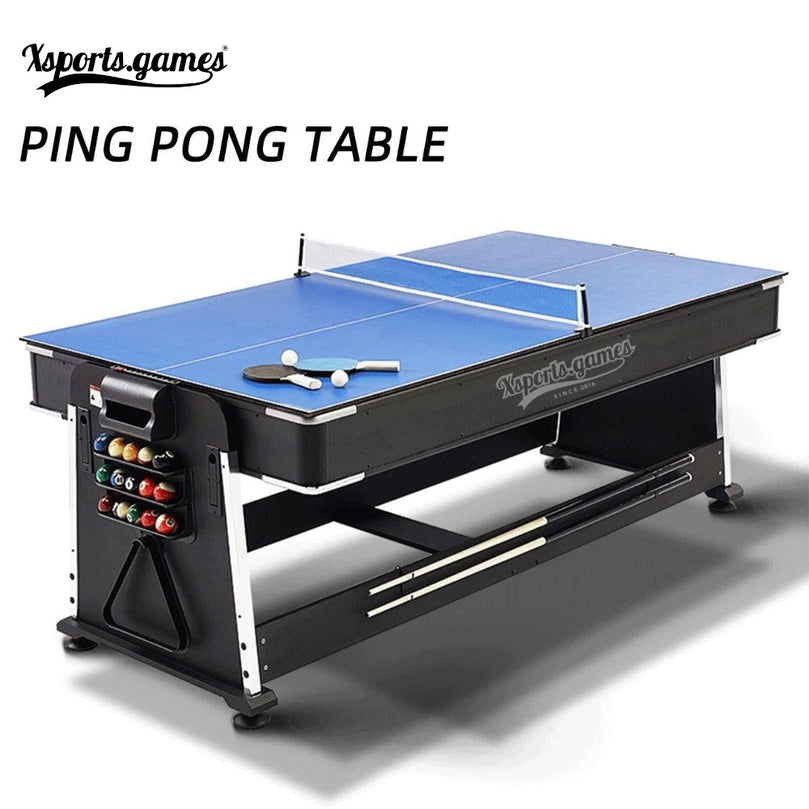 4 in 1 DGMT-3005 7ft Blue Pool Table Billiard + Air Hockey + Tennis Table