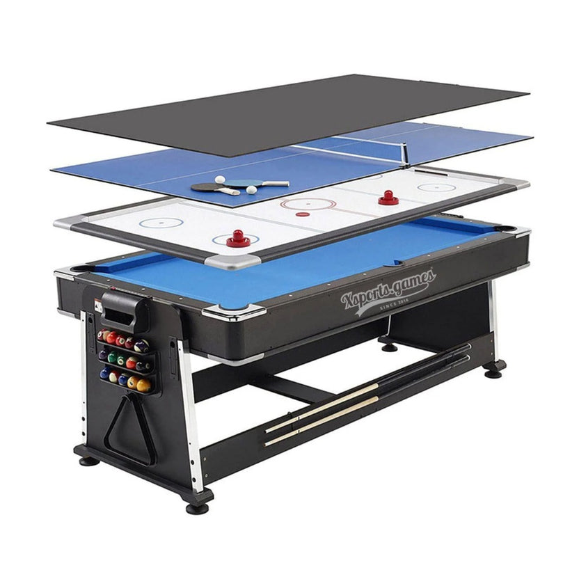 4 in 1 DGMT-3005 7ft Blue Pool Table Billiard + Air Hockey + Tennis Table
