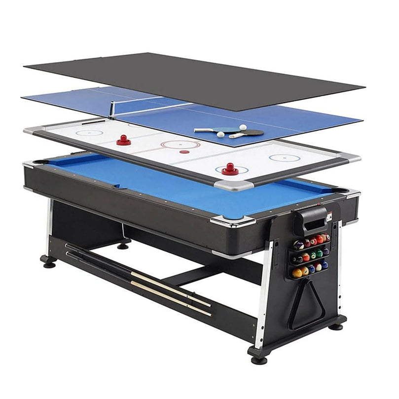 4 in 1 DGMT-3005 7ft Blue Pool Table Billiard + Air Hockey + Tennis Table-GCC Home Center