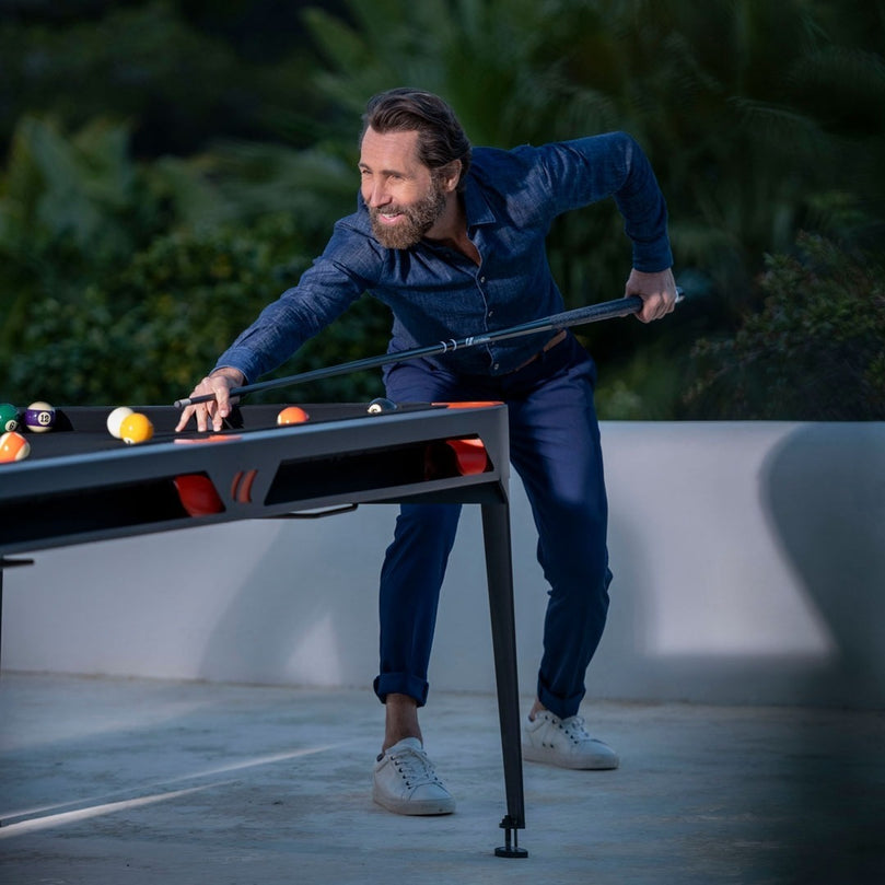 Outdoor 7 ft Pool Table – 12mm Resin Slate, Weatherproof Aluminum Frame, Luxury Billiard Table with Optional Dining Top
