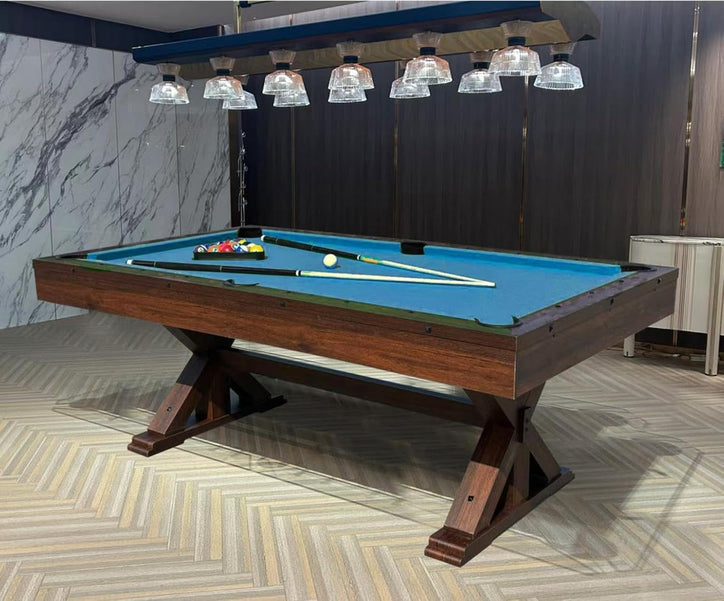 8FT 3-in-1 Convertible Pool Table – Billiard, Table Tennis & Dining Table | Rustic Modern Design