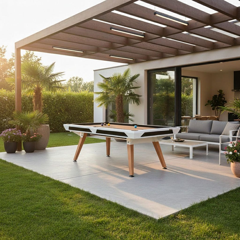 Xsports Outdoor Billiard Pool Table – Full-Size Weather-Resistant Table with Dining Conversion Option