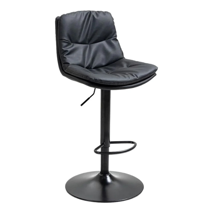 Maple Home Bar Chair Leather 360° Swivel Adjustable Height Backrest Black Metal Legs Modern Kitchen Pub Restaurant Dining Furniture