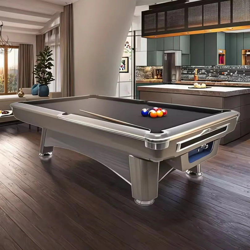 9FT Natural Slate Pool Table | Solid Maple Wood Billiard Table with Moorj 900 Felt | Premium Professional Game Room Pool Table