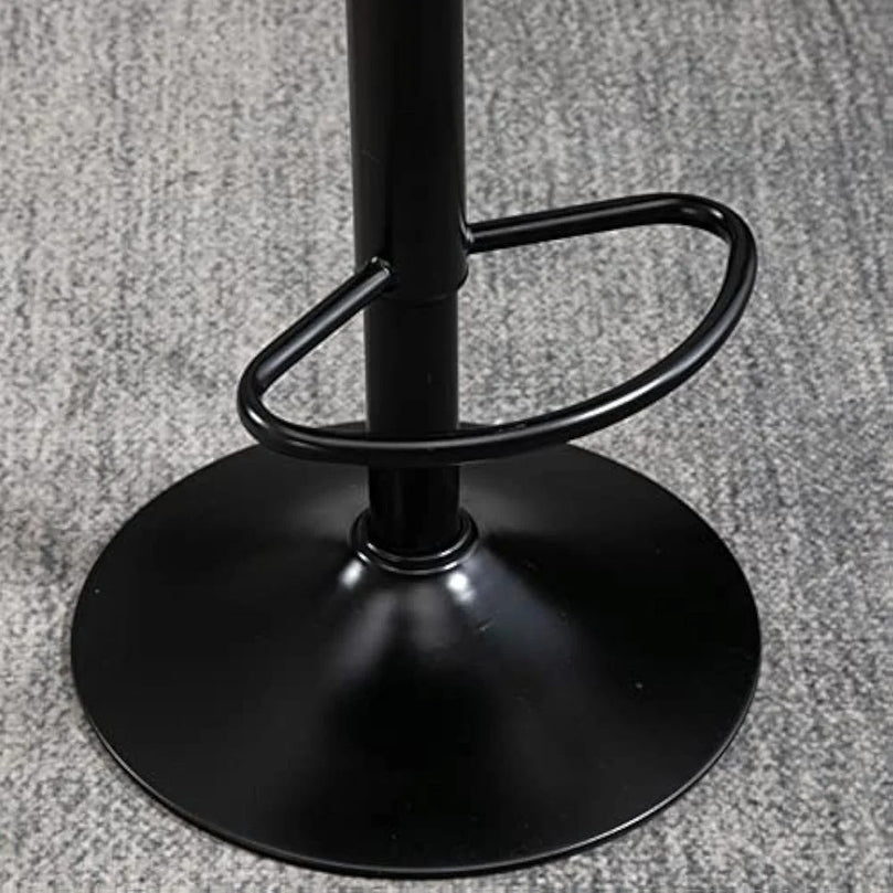 Maple Home Bar Chair Leather 360° Swivel Adjustable Height Backrest Black Metal Legs Modern Kitchen Pub Restaurant Dining Furniture
