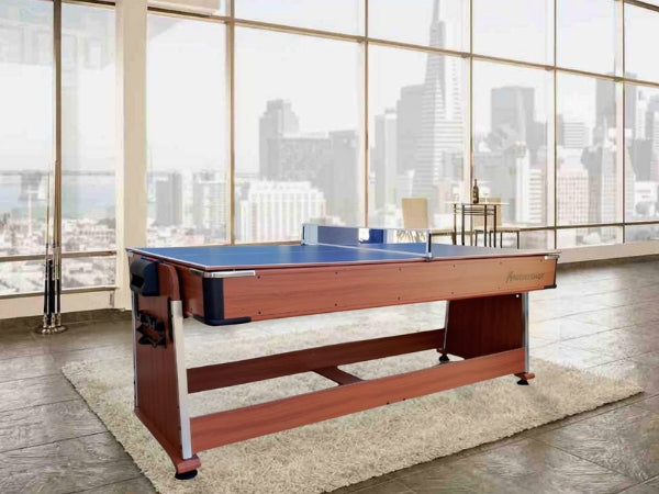 4-in-1 Rotating Game Table – 7ft Walnut Finish
